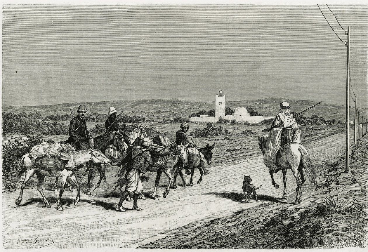 Our trailer is moving. Engraved by Eugene Girardet, to illustrate the story 