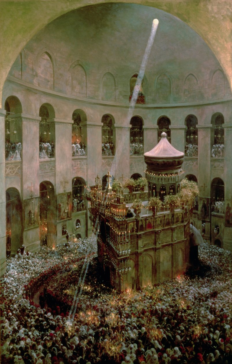 The Church of the Holy Sepulchre, Jerusalem: Fetes de Flambeaux by Eugene Alexis Girardet