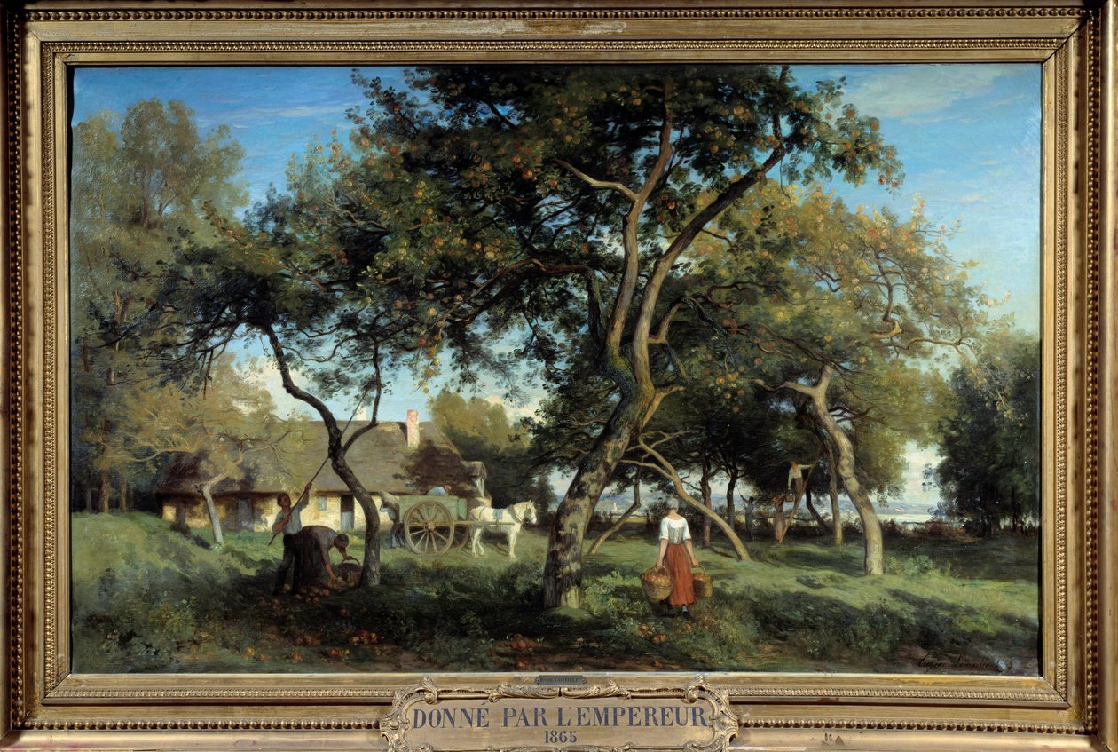 Picking apples in Normandy in 1865 by Eugene Antoine Samuel Lavieille