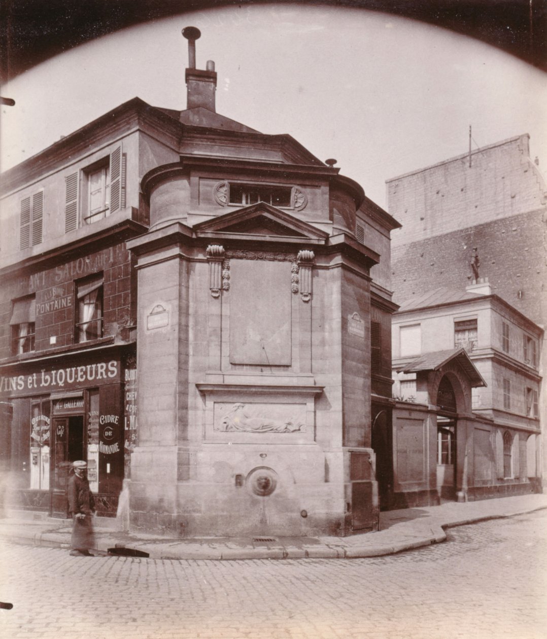 Fontaine des Haudriettes, corner of rue des Archives and rue des Haudriettes, 3rd arrondissement, Paris (b/w photo) by Eugène Atget