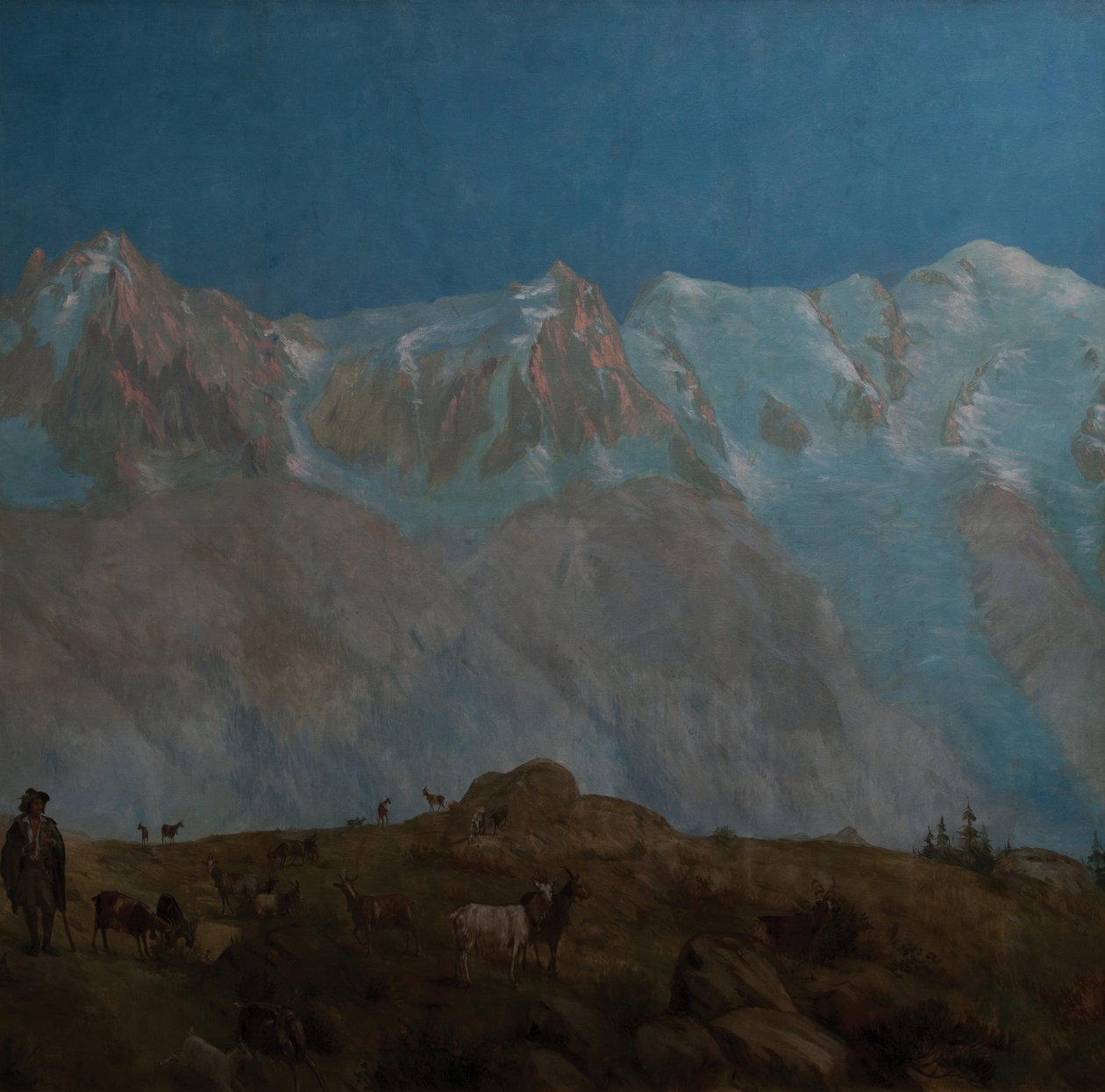 The Mont Blanc, the Aiguilles du Midi du Plan by Eugene Bourgeois
