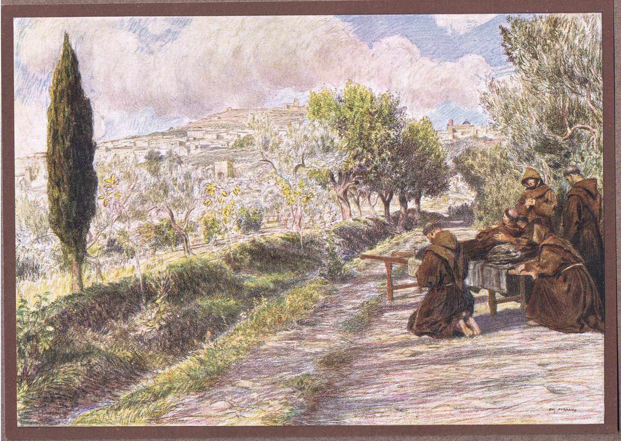 St Francis blesses the city of Assissi by Eugene Burnand