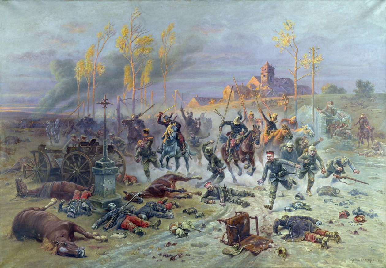 The Charge of French Soldiers at the Battle of the Marne, 8th or 9th September 1914, 1915 by Eugene Chaperon