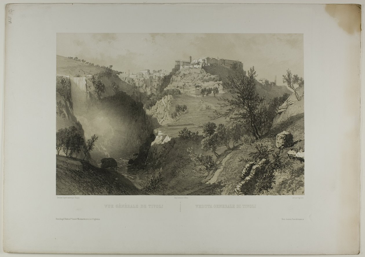 General View of Tivoli, plate seventeen from Monumental and Picturesque Italy by Eugene Ciceri