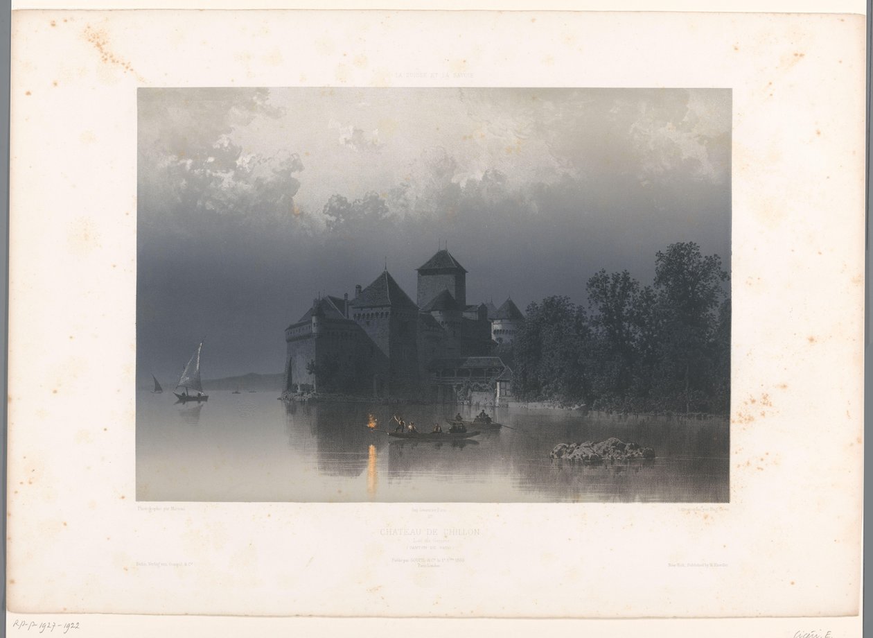 View of Chillon Castle on Lake Geneva (series: Views in Switzerland and Savoy) by Eugene Ciceri
