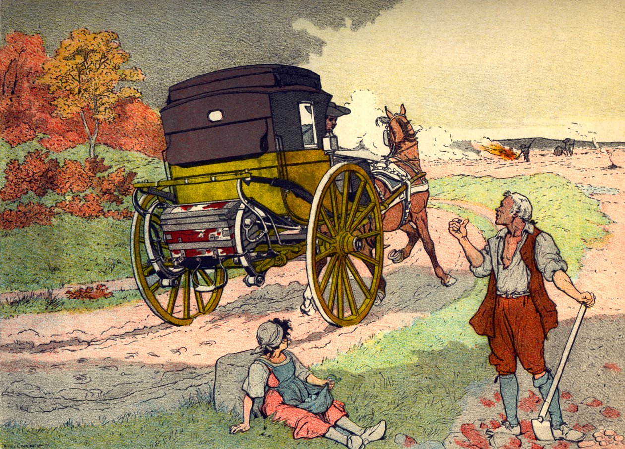 Travel Cariole in the period of Louis XV by Eugene Courboin
