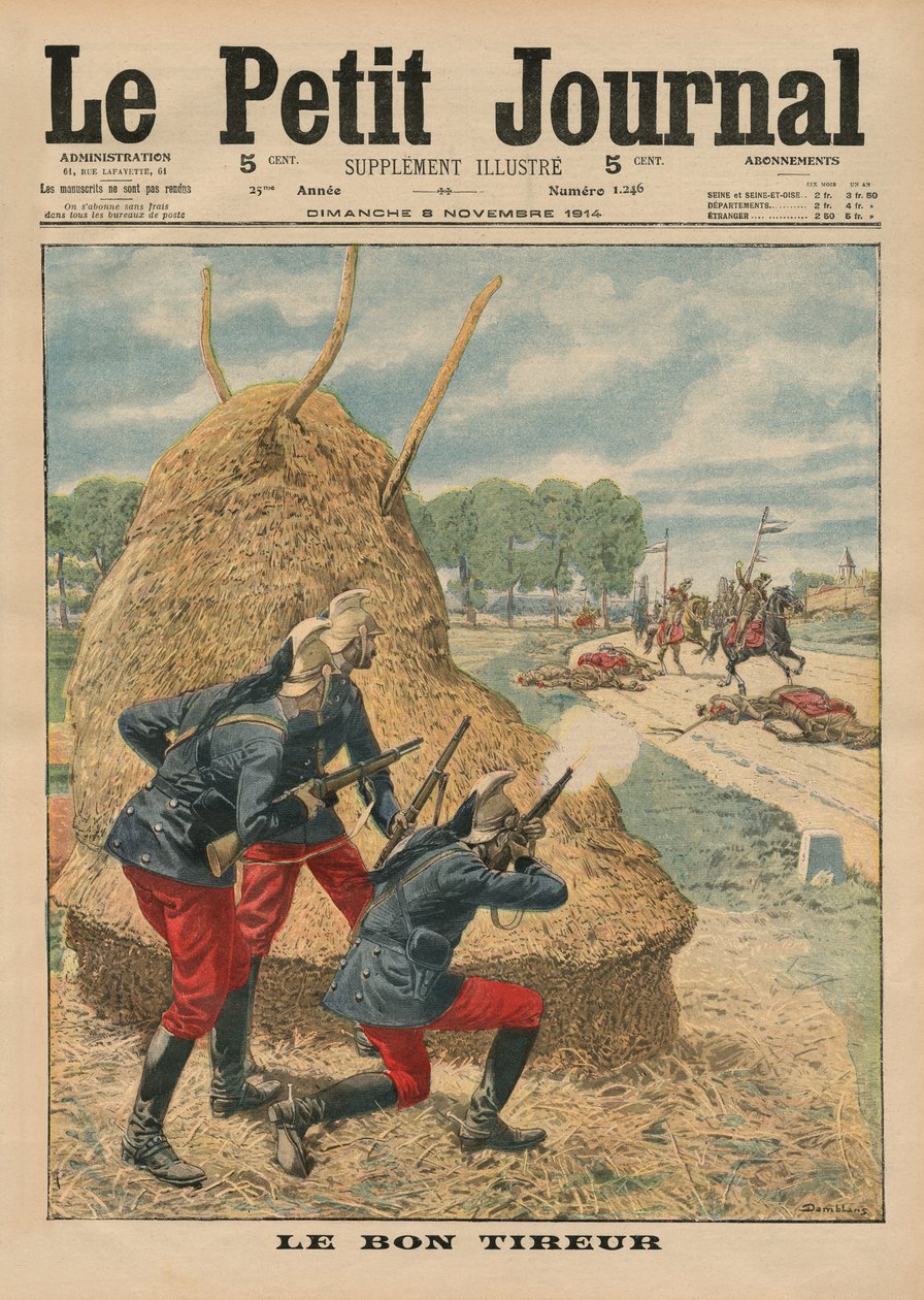 A good shot, front cover illustration from 'Le Petit Journal ...