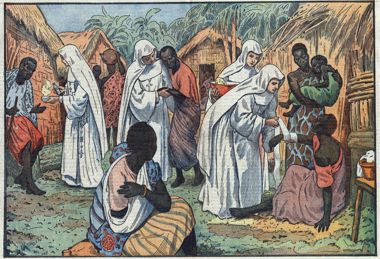About the inauguration, at the Lateran Palace, in Rome, of the Museums of the White Sisters in a village in Equatorial Africa where they catechize and care for the sick. Illustration of Damblans. In 