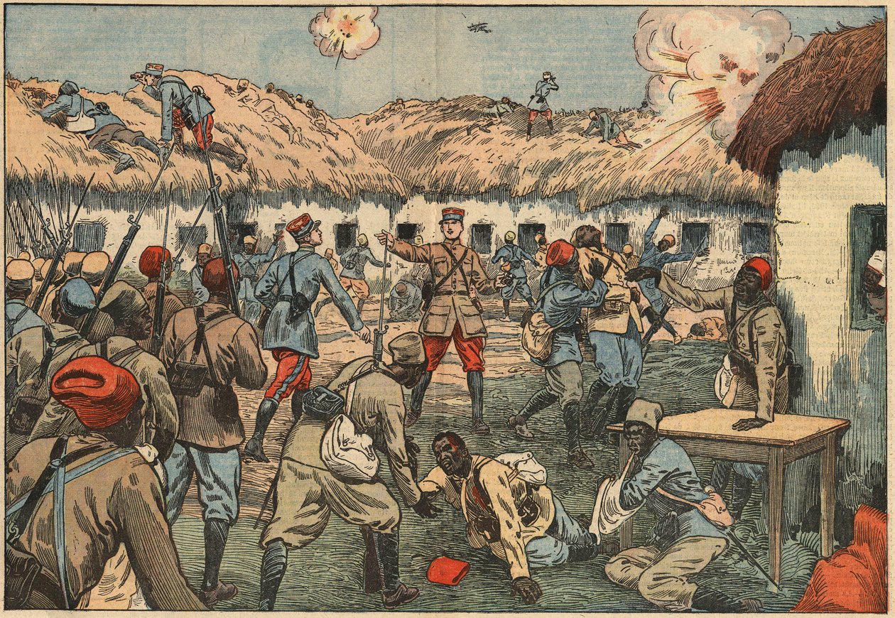 Colonial troops unlocked the Aoulay post in Morocco under Captain Duboin by Eugene Damblans