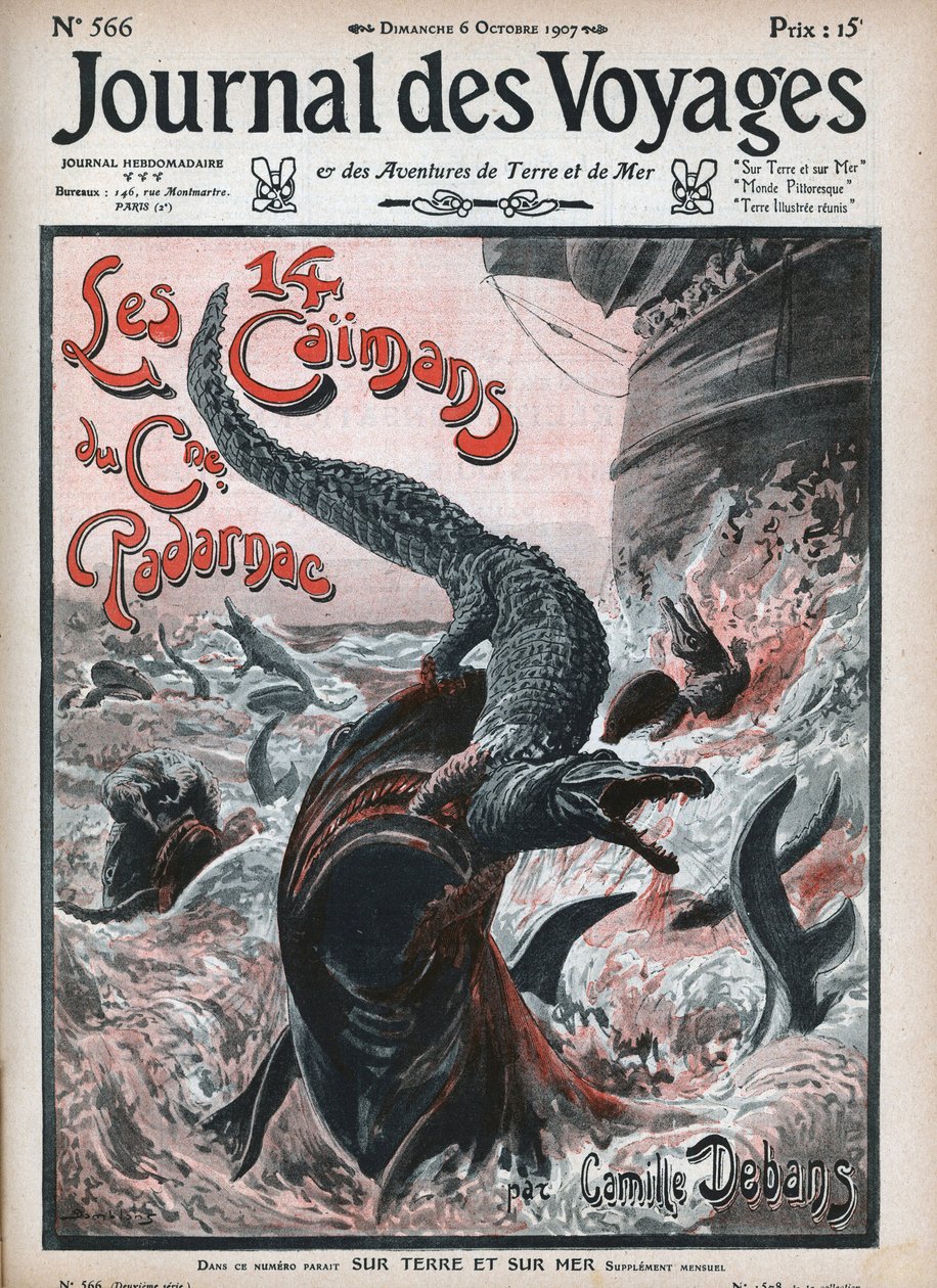 Crocodiles Devoured by Sharks. Illustration of Damblans 