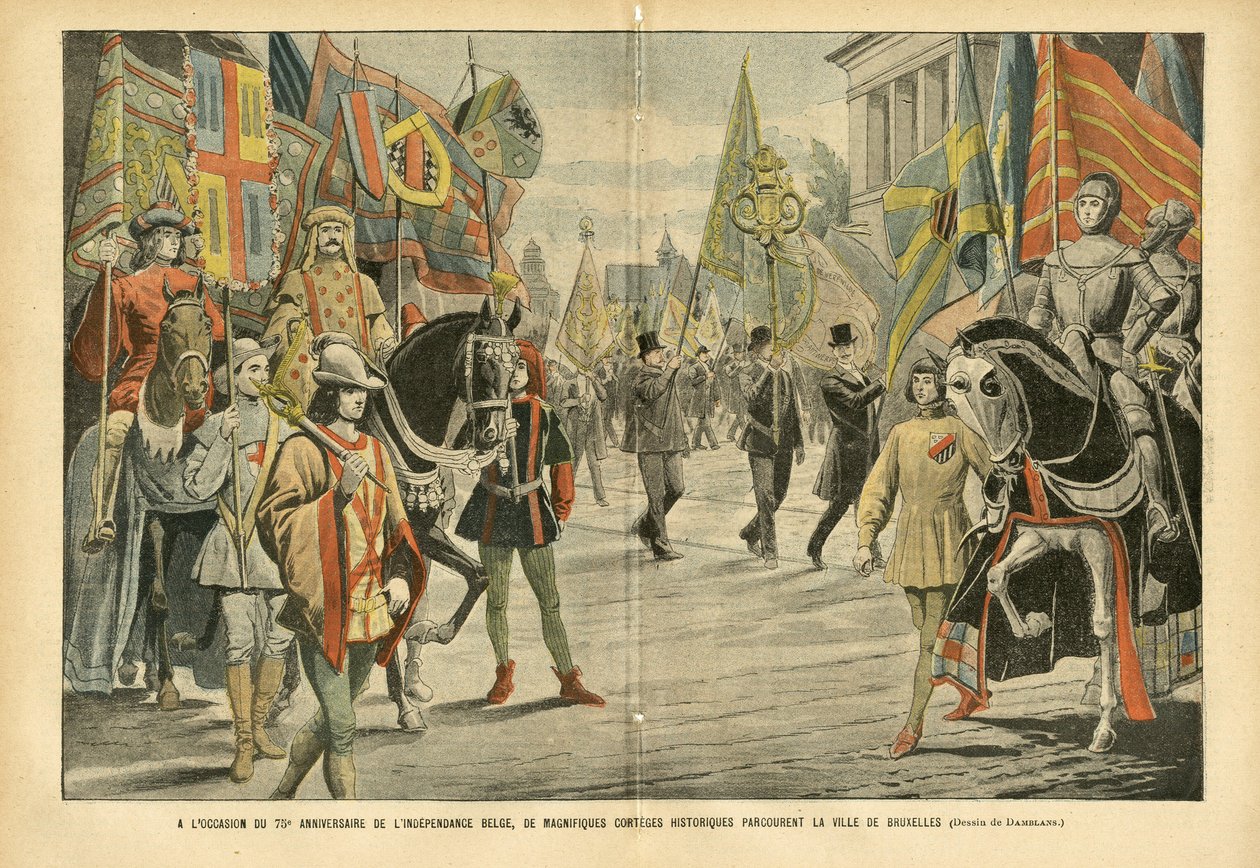 On the occasion of the 70th anniversary of the Belgian independence, magnificent historical corteges travel through the city of Brussels by Eugene Damblans