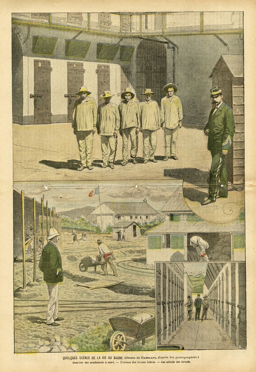 Illustration of Eugene Damblans (1865-1945) in Le Pelerin, 07/05/05 - Some Scenes from the Life of the Bagne by Eugene Damblans