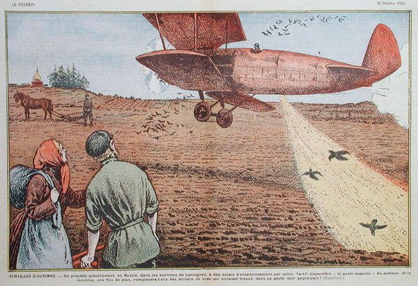 Sowing Seed from an Aeroplane in Soviet Russia, Illustration for 