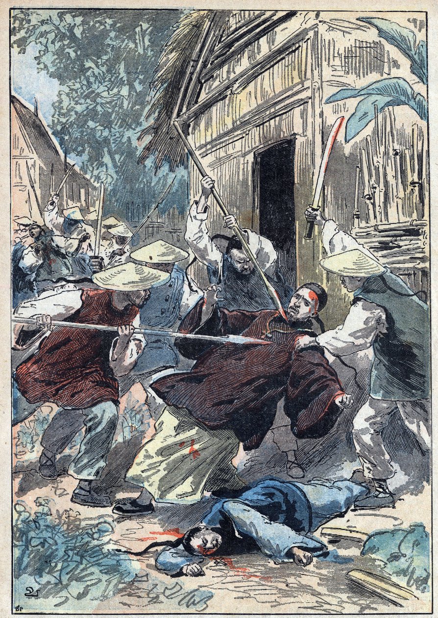 The French priest Berthollet (1865-1898), priest of the Foreign Missions, was assassinated by Chinese national guards near the town of Yun Ngan Cheou on 21 April 1898. Illustration of Damblans in 