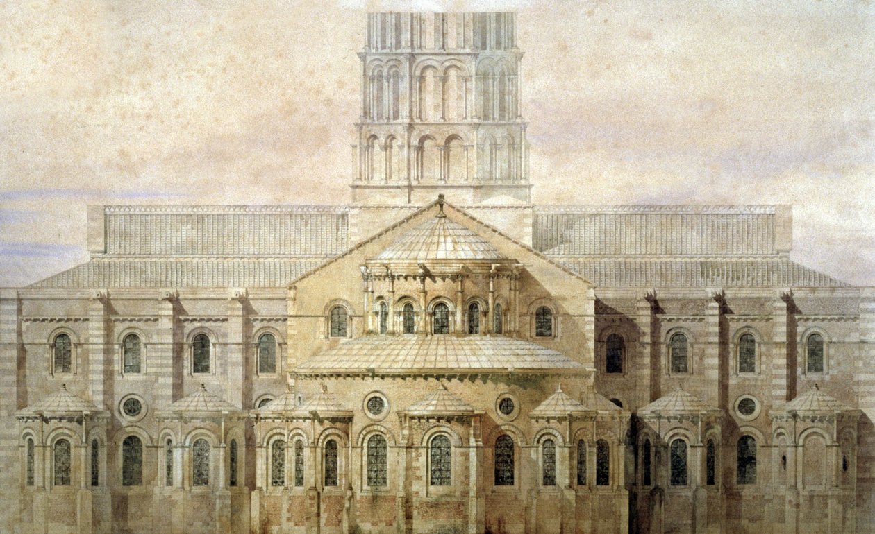 Basilica of Saint Sernin, the Apse, Toulouse, c.1845 (illustration) by Eugene Emmanuel (after) Viollet-le-Duc