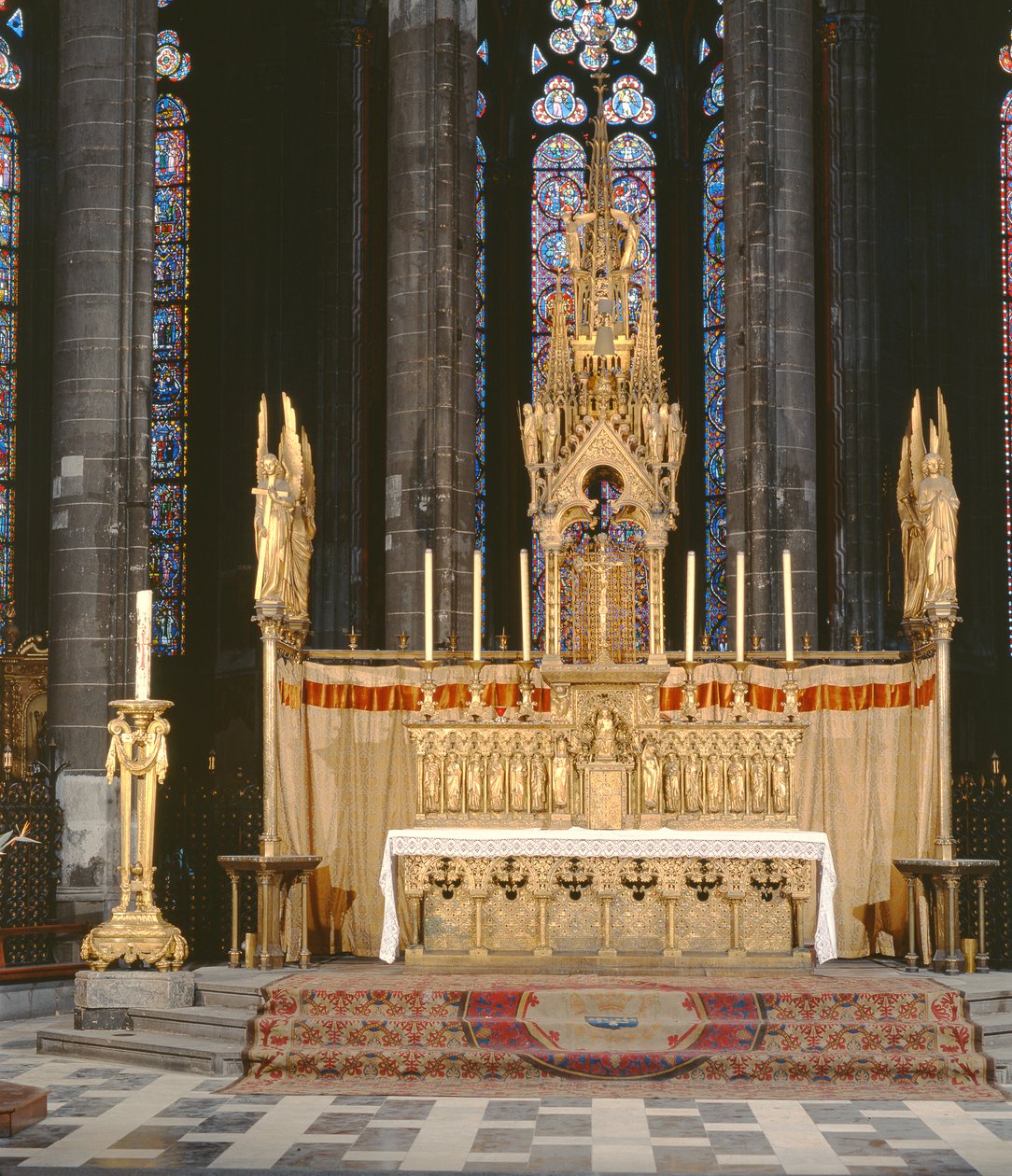 High Altar in Neo-Gothic Style, Surrounded by 4 Angels Carrying the Instruments of the Passion of Christ with a Tabernacle Surmounted by an Elaborately Decorated Spire by Eugene Emmanuel Viollet le Duc