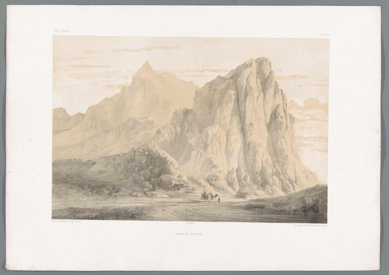 Mount Behistun in Iran (Persian Landscapes, Perse Moderne) by Eugene Flandin
