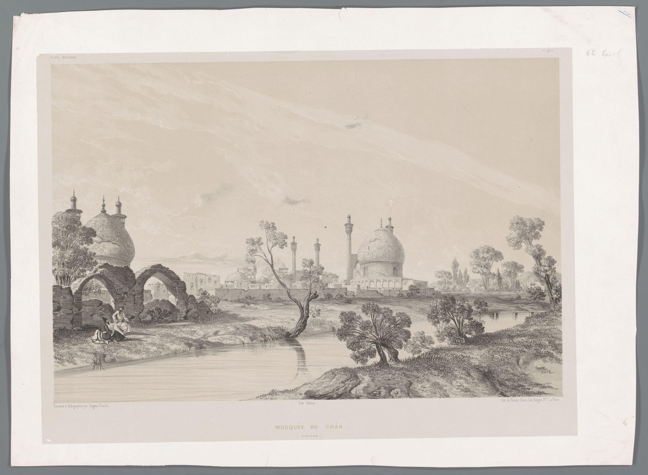 Mosque of the Shah or Royal Mosque in Isfahan by Eugene Flandin