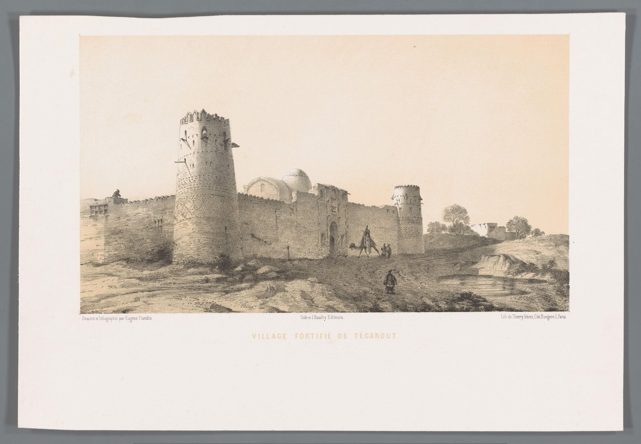 Fortified Village Taghrud by Eugene Flandin