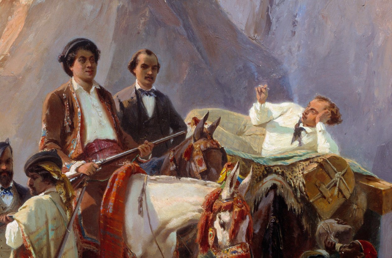 Remembrance of the journey from Paris to Cadiz made in 1846 by Alexandre Dumas and his friends (detail) by Eugene Giraud