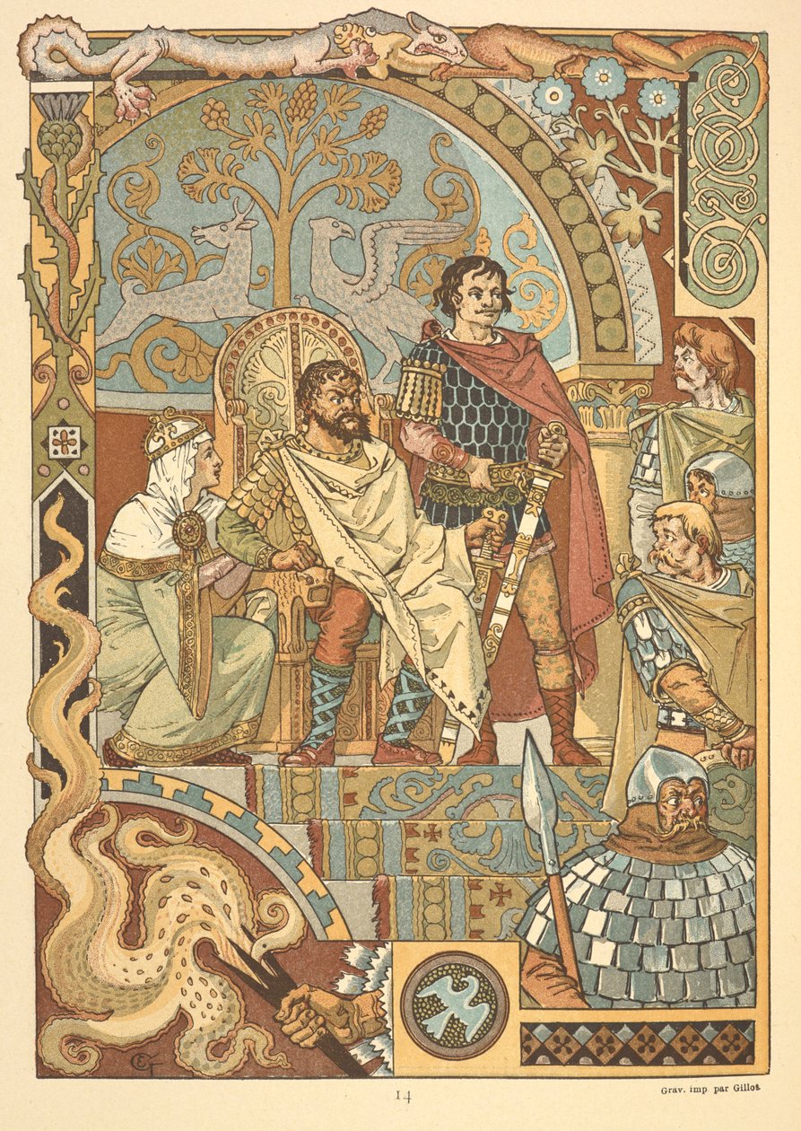 A King on His Throne, in Court by Eugene Grasset