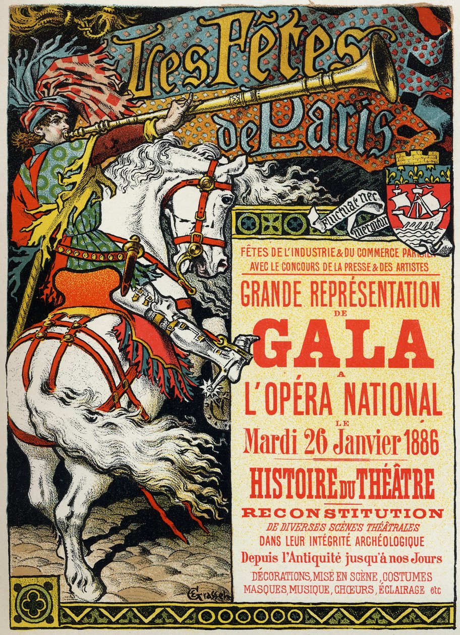 Paris's Parties. Bal at the Opera de Paris. Poster by Eugene Grasset