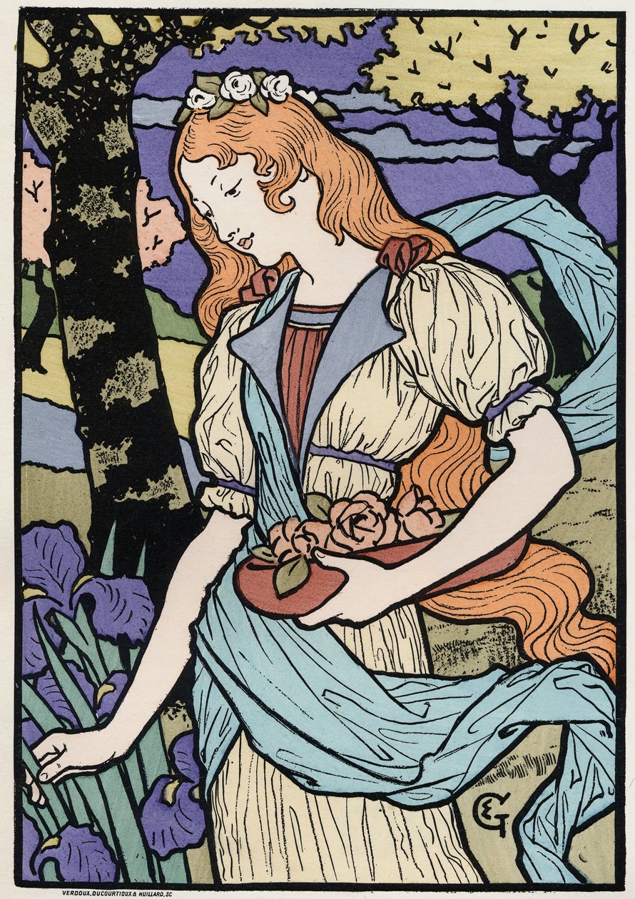 Art. Women in Art Nouveau Style. Illustration by E. Grasset, France, c.1890 by Eugene Grasset