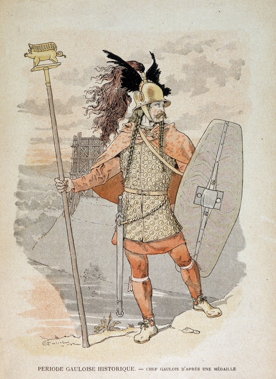 Gallic Leader (After a Medal): Holding a Banner Decorated with a Boar - in 