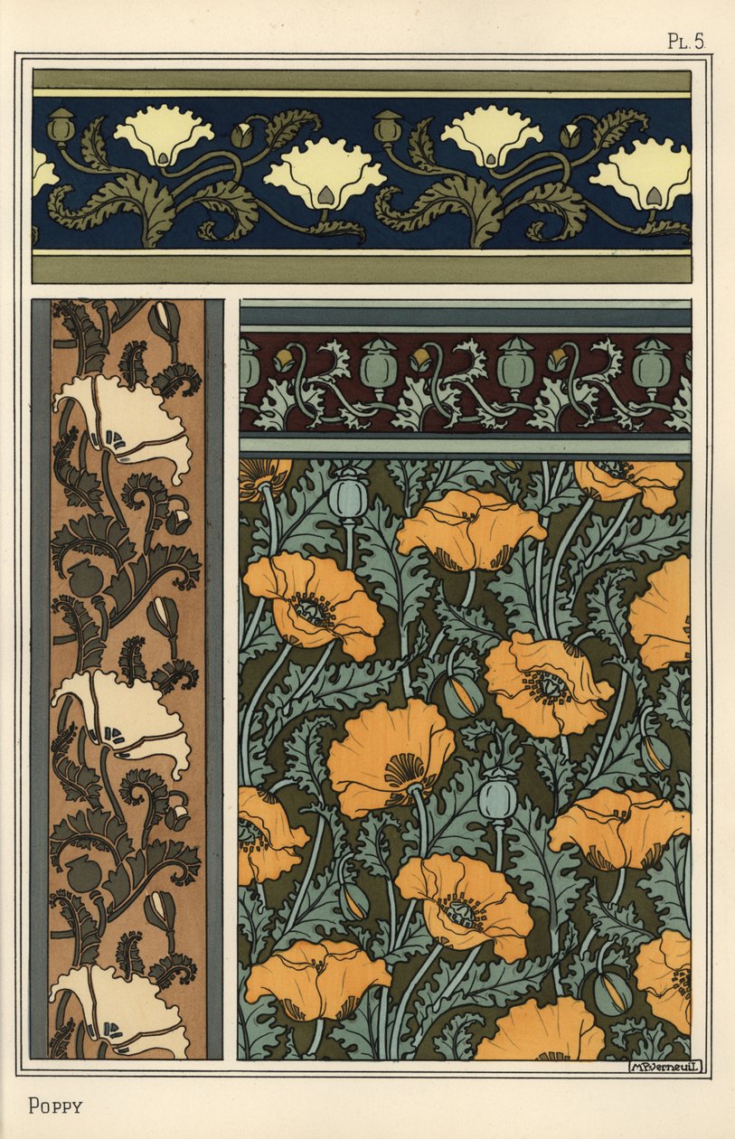 The Poppy in Wallpaper and Fabric Patterns by Eugene Grasset
