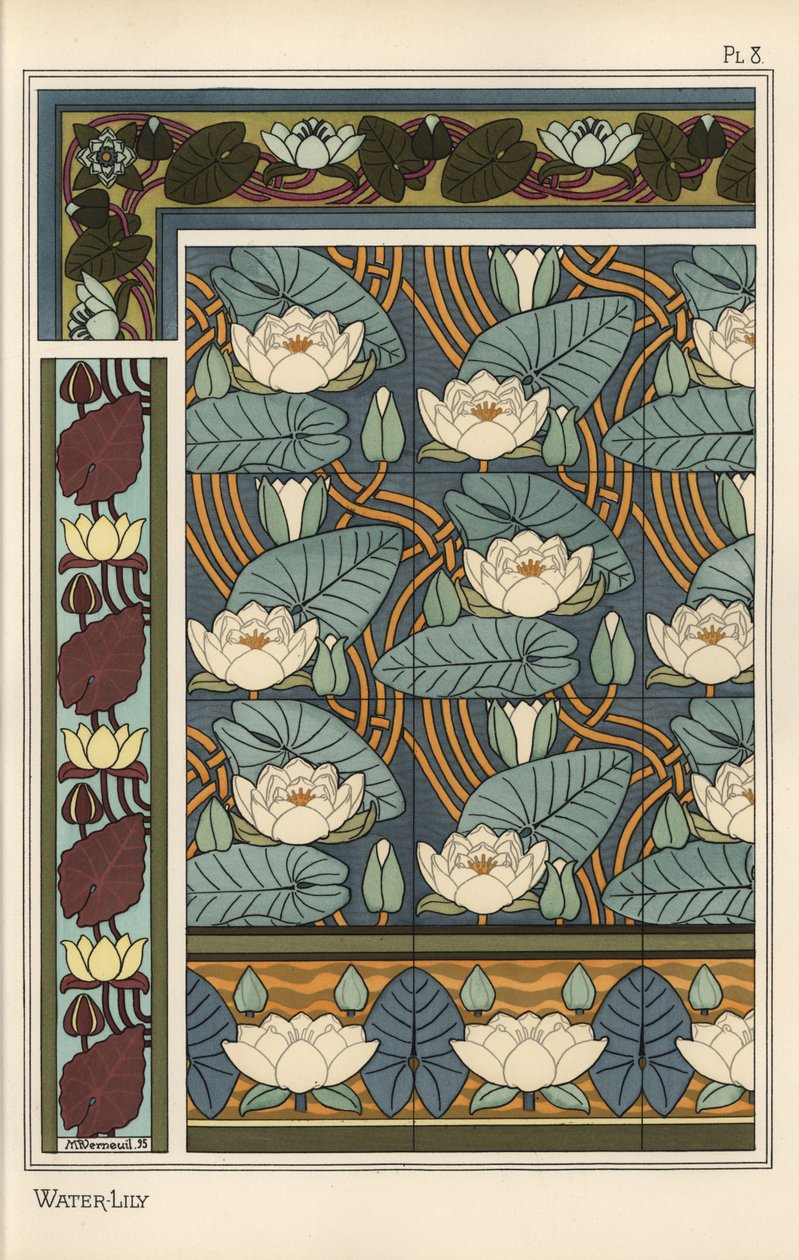 The Water Lily in Wallpaper and Tile Patterns by Eugene Grasset