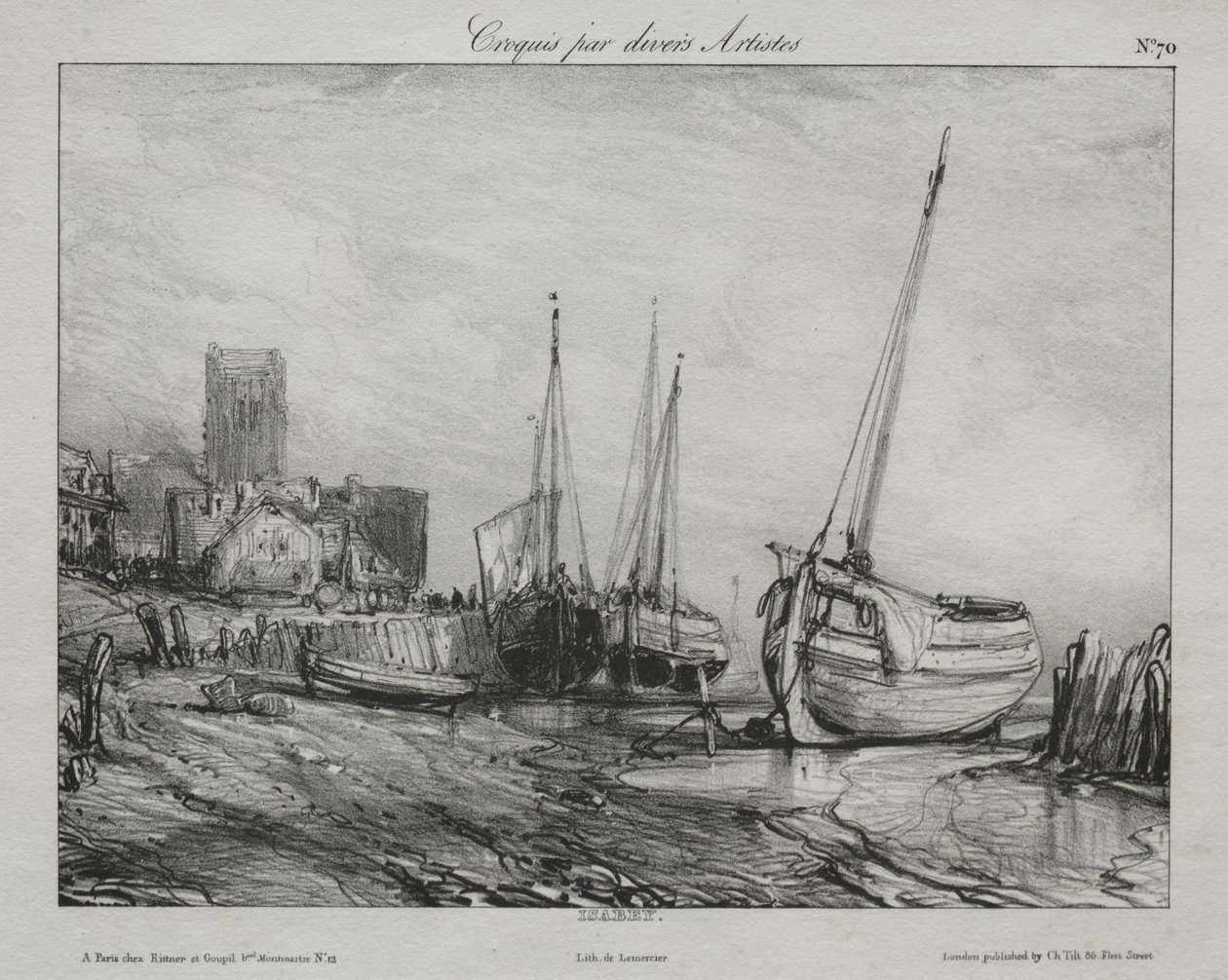Fishing Boats along the Beach by Eugene Isabey
