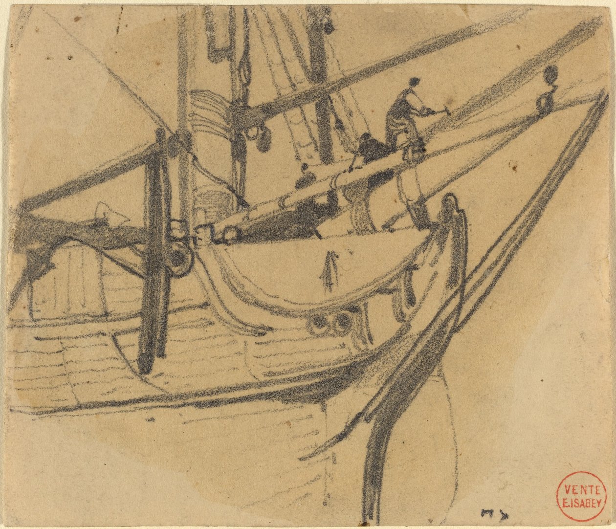 Men Repairing the Boom by Eugene Isabey
