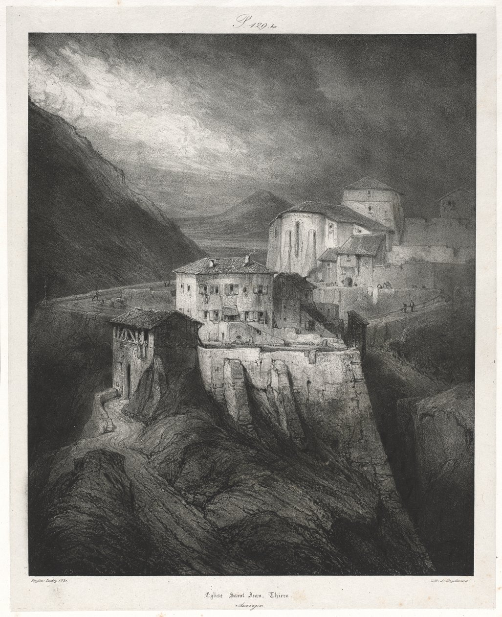 Picturesque and Romantic Journeys in Old France: Auvergne (vol. II): St. John Church, Thiers, Plate 129 by Eugene Isabey