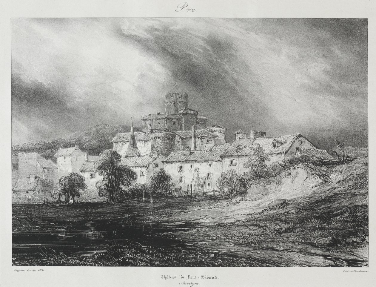 Picturesque and Romantic Voyages in Old France, Auvergne: Château de Pont-Gibaud by Eugene Isabey