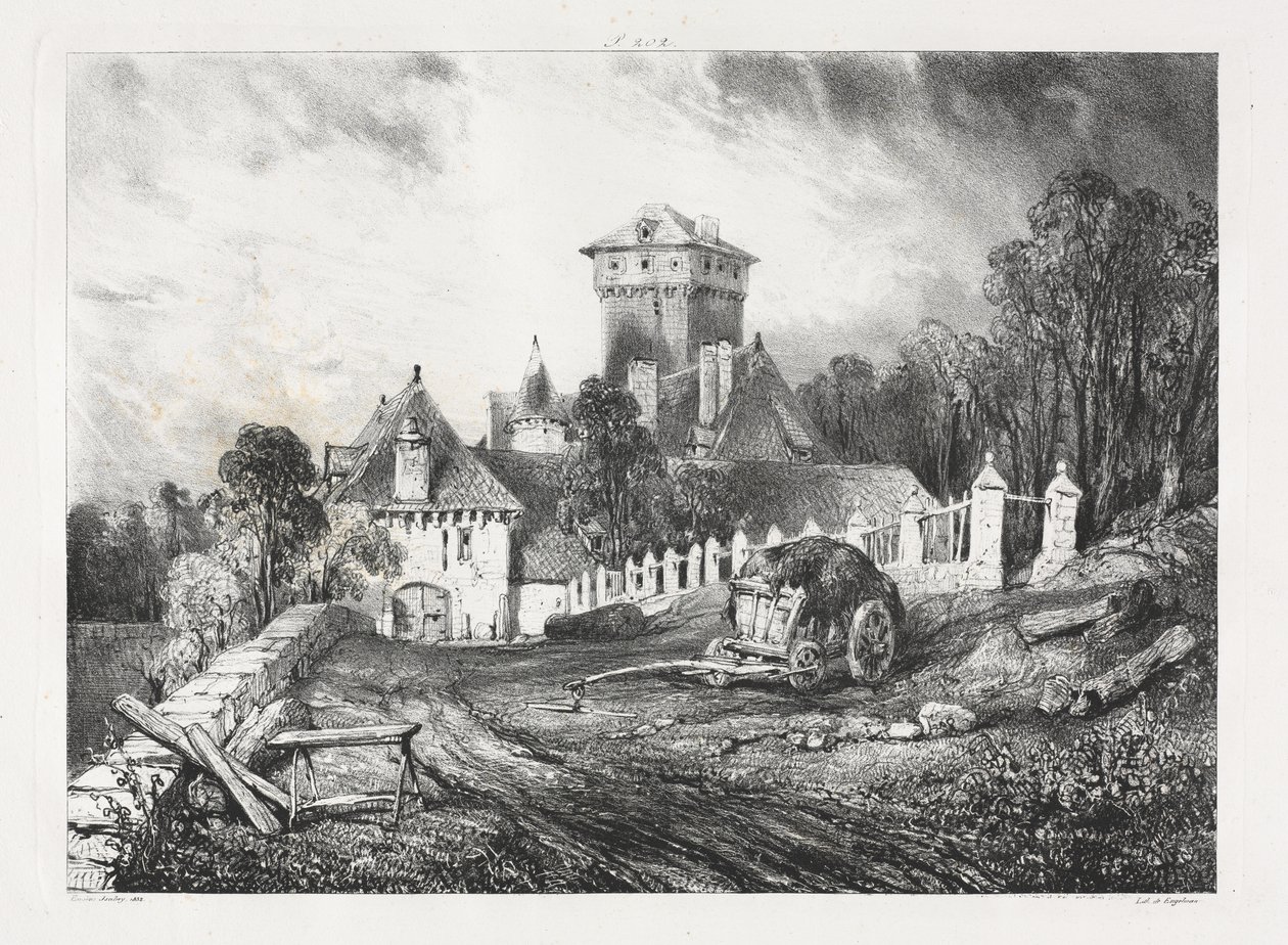 Picturesque and Romantic Voyages in Old France, Auvergne: Château de Pesteil at Polminhac by Eugene Isabey
