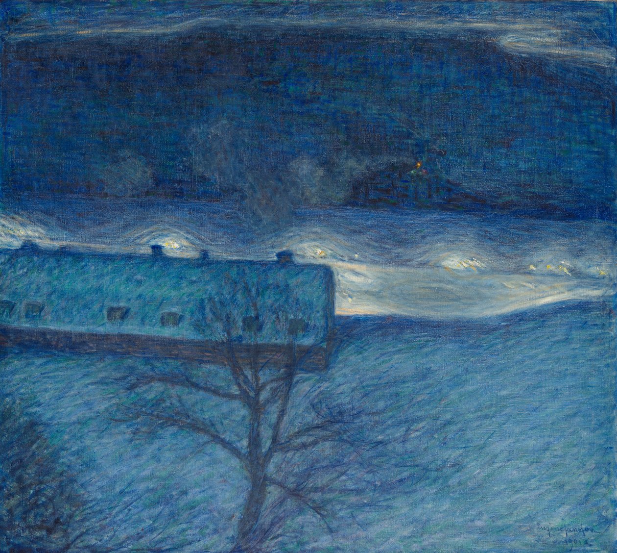 Winter Night Over the Quay by Eugène Jansson