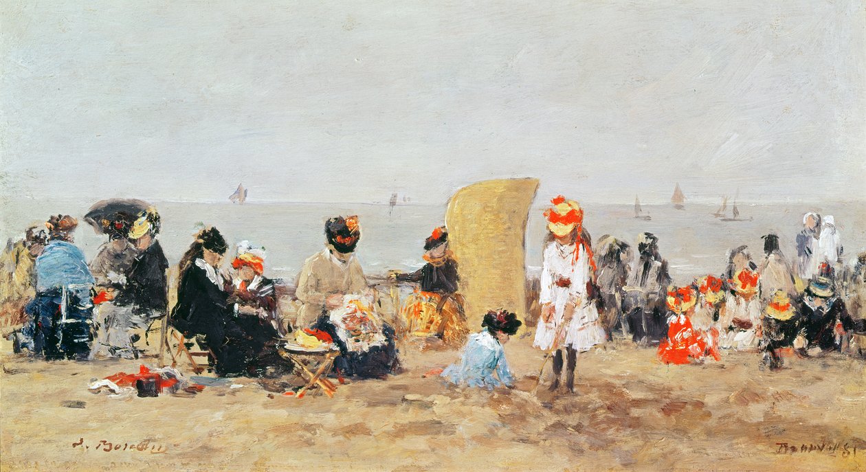 Beach Scene, Trouville, 1881 by Eugene Louis Boudin