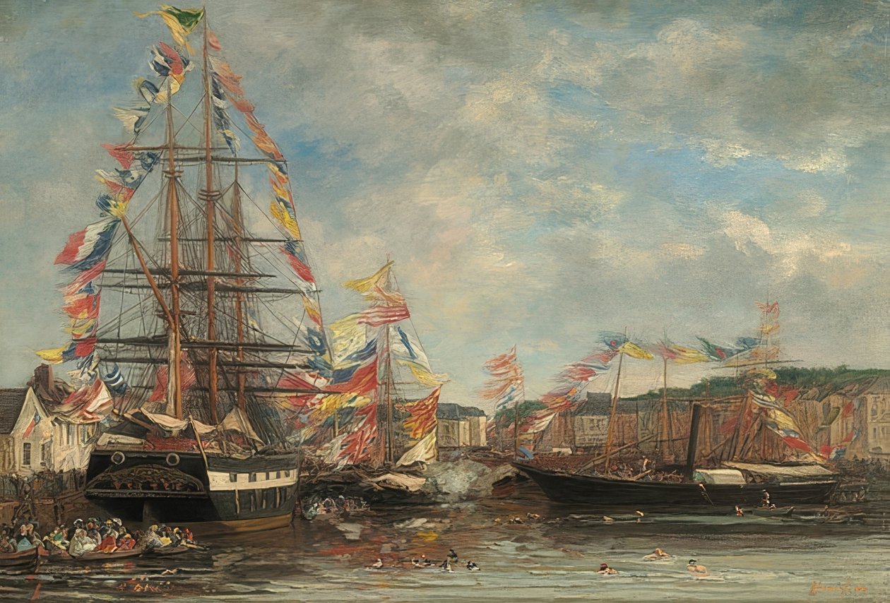 Festival Day in the Port of Honfleur, 1858 by Eugene Louis Boudin