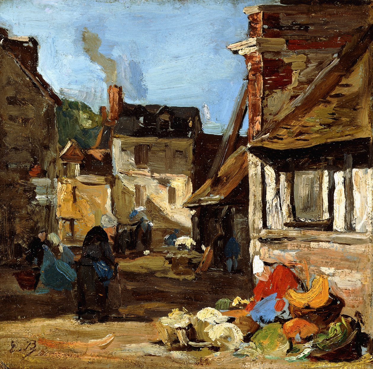 Honfleur, Saint-Catherine market place by Eugene Louis Boudin