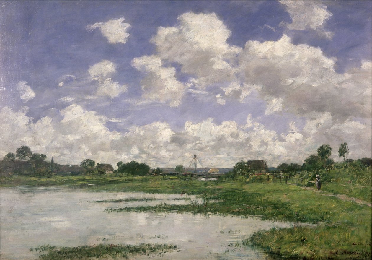 Landscape, River Touques by Eugene Louis Boudin