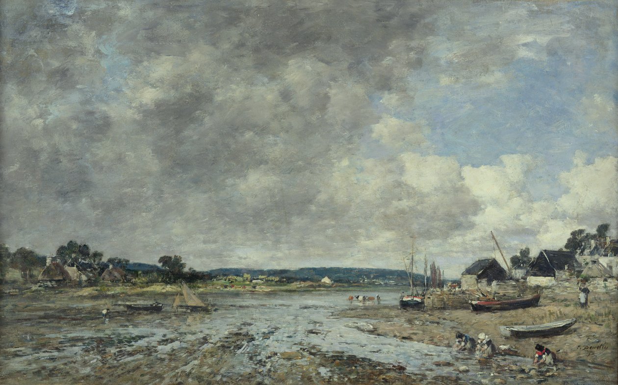 Landscape with washerwomen by Eugene Louis Boudin