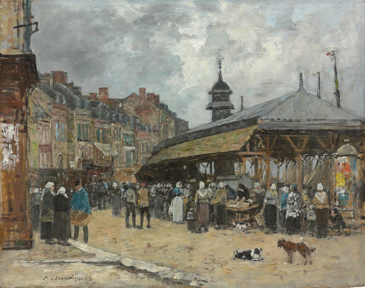 Market at Trouville by Eugene Louis Boudin