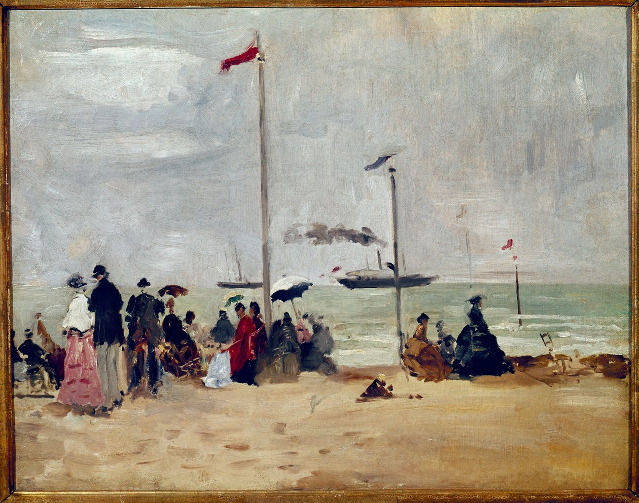 On the beach of Trouville, Normandy by Eugene Louis Boudin