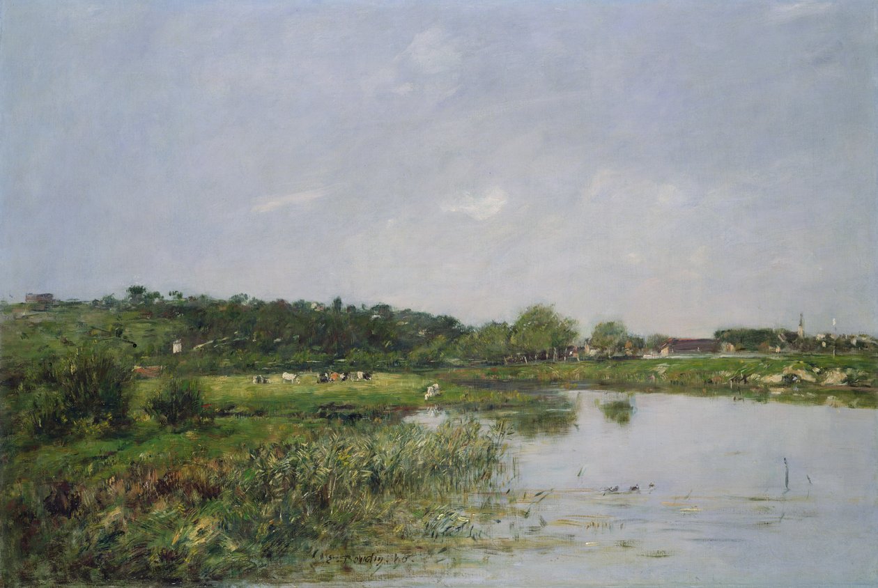 Riverside at La Touques, 1890 by Eugene Louis Boudin