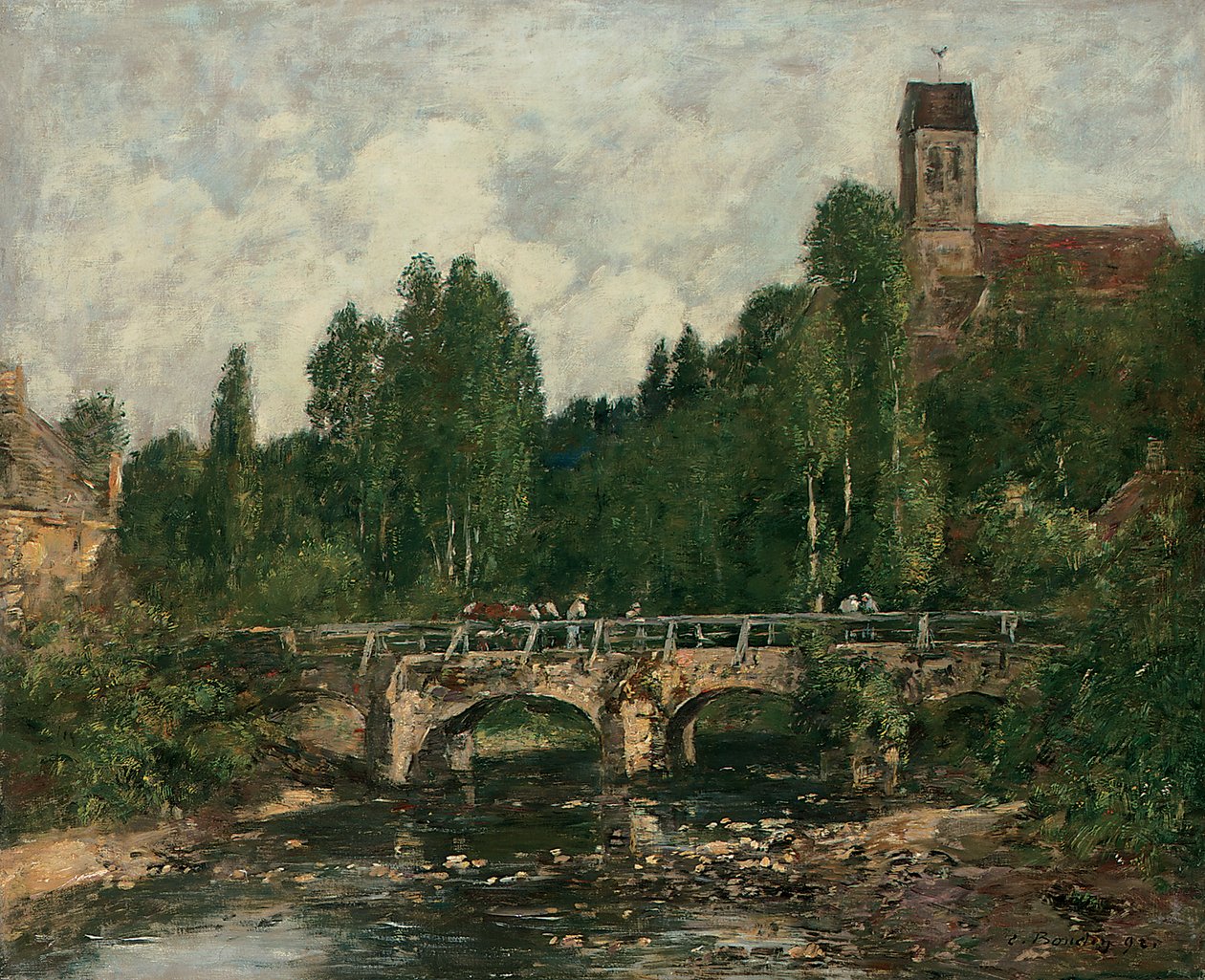 Saint-Cenery, the Church and the Bridge by Eugene Louis Boudin