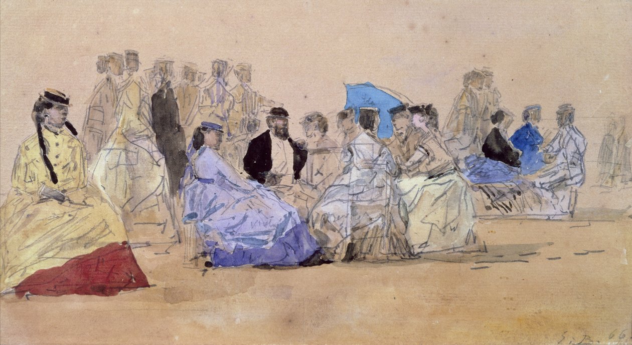 The Beach at Trouville, 1866 by Eugene Louis Boudin