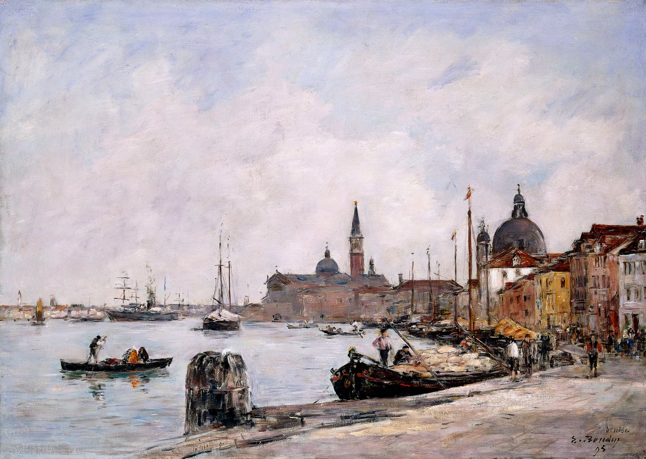 The Quay on Giudecca, Venice by Eugene Louis Boudin