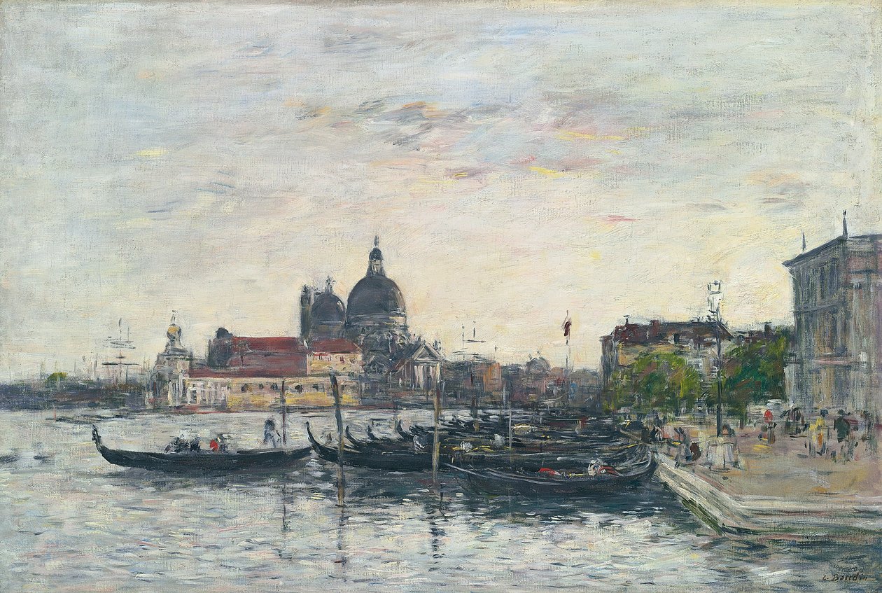 Venice, the Mole at the Entrance to the Grand Canal and the Salute, Evening by Eugene Louis Boudin