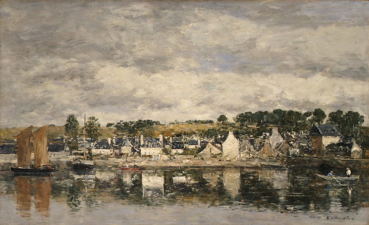 Village by a River by Eugene Louis Boudin