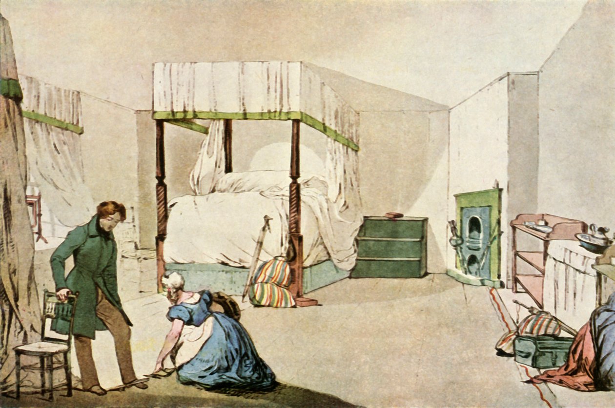 A Bedroom at an Inn, 1830, 1943 by Eugene Louis Lami